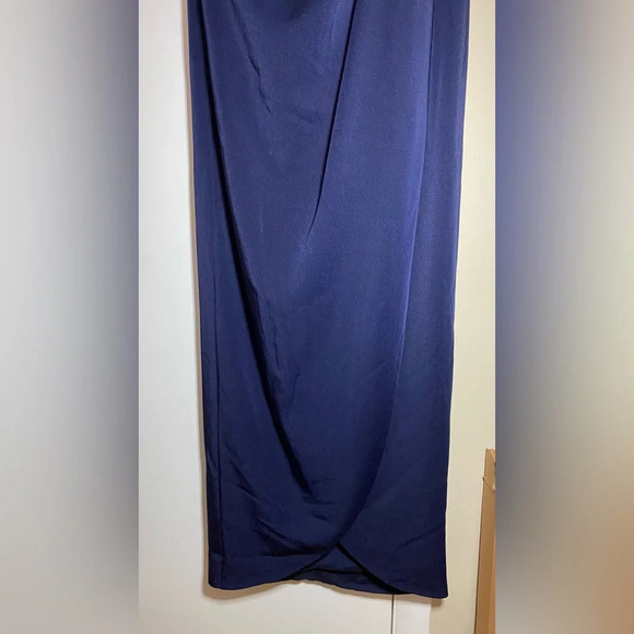 NWT Surplice Off the Shoulder Column Gown Navy Size 2 - Picture 8 of 9